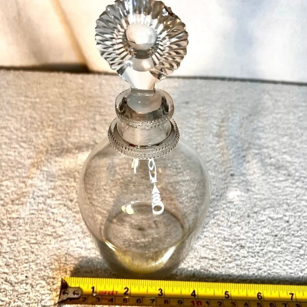Antique Blown Glass Decanter with Applied Bands And Sunburst Stopper
